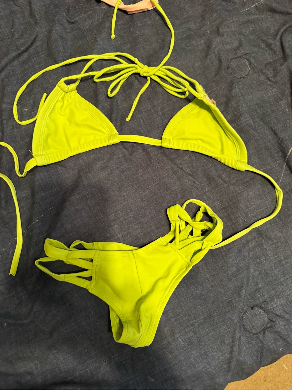 Montce Neon Yellow Strappy Triangle Bikini